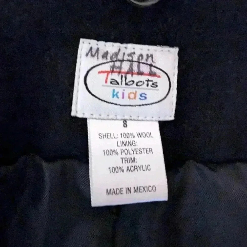 Vintage Talbots Kids Black Wool Coat, Size 8 - Picture 5 of 5